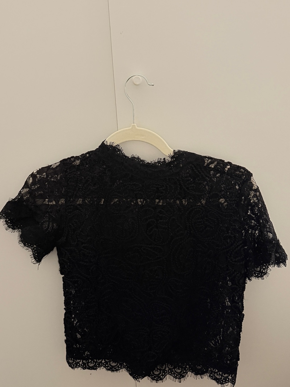 Zara Black Lace Short Sleeve Camisole Top
